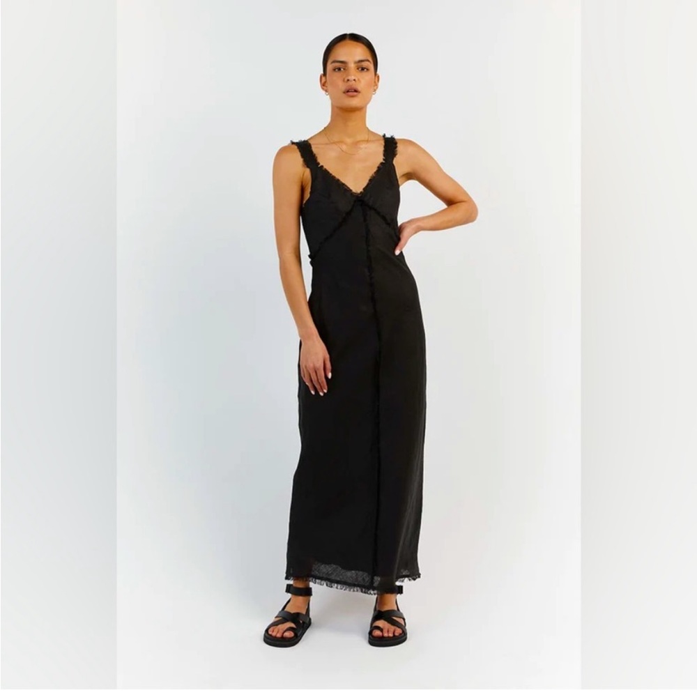 DISSH Georgie Black Linen Midi Dress